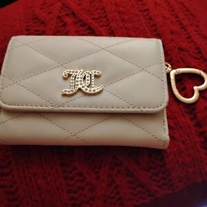 Juicy Couture Cream Quilted Wallet with Gold-Tone Accents